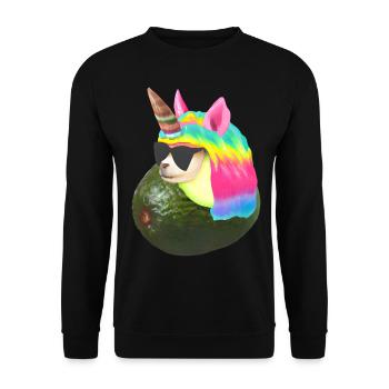 Glückliche Einhorn Avocado - Unisex Pullover - Schwarz - Vorne - Alina (178cm) & Michal (187cm)