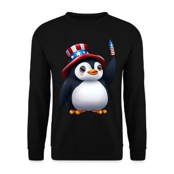 Patriotic penguin for the 4th of July - Unisex Sweatshirt - black - Front - Alina (178cm) & Michal (187cm)