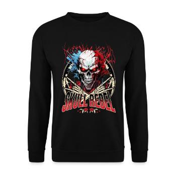 Totenkopf Totenschädel Skelett Motorrad Biker Gang - Unisex Pullover - Schwarz - Vorne - Alina (178cm) & Michal (187cm)