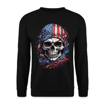 Drapeau et crâne des États-Unis : fierté américaine - Sweat-shirt Unisexe - noir - Devant - Alina (178cm) & Michal (187cm)