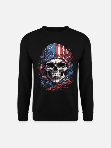 U.S. Flag & Skull: American Pride - Unisex Sweatshirt - black