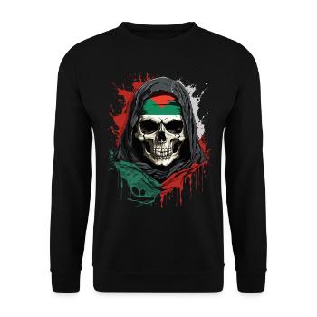 Palestine Pride: Skull and Flag - Unisex Sweatshirt - black - Front - Alina (178cm) & Michal (187cm)