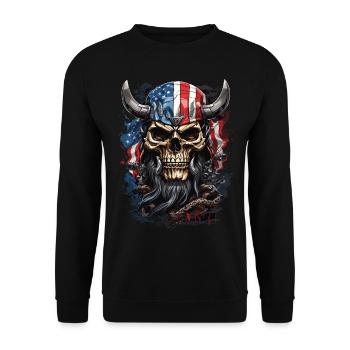 US-Wikinger-Krieger - Unisex Pullover - Schwarz - Vorne - Alina (178cm) & Michal (187cm)