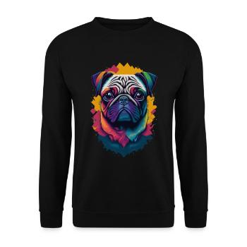 Carlin chien couleur explosion chiens illustration - Sweat-shirt Unisexe - noir - Devant - Alina (178cm) & Michal (187cm)