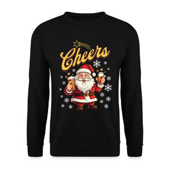 Santa Claus Alcohol Beer Mulled Wine Liquor Cheers - Unisex Sweatshirt - black - Front - Alina (178cm) & Michal (187cm)