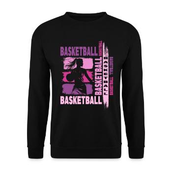 Basket-ball Femme Basketteur Joueur de basket-ball - Sweat-shirt Unisexe - noir - Devant - Alina (178cm) & Michal (187cm)