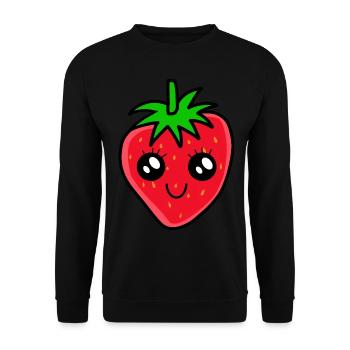 Fraise, Baie, Fruits, Jardin, Kavaii, Fraises, Fruits - Sweat-shirt Unisexe - noir - Devant - Alina (178cm) & Michal (187cm)