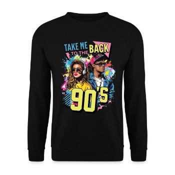 90s 90s Music Colorful Party Carnival Costume - Unisex Sweatshirt - black - Front - Alina (178cm) & Michal (187cm)