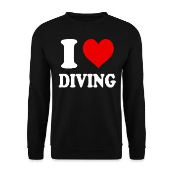 I Love Diving Dive Heart Funny Witty - Unisex Sweatshirt - black - Front - Alina (178cm) & Michal (187cm)
