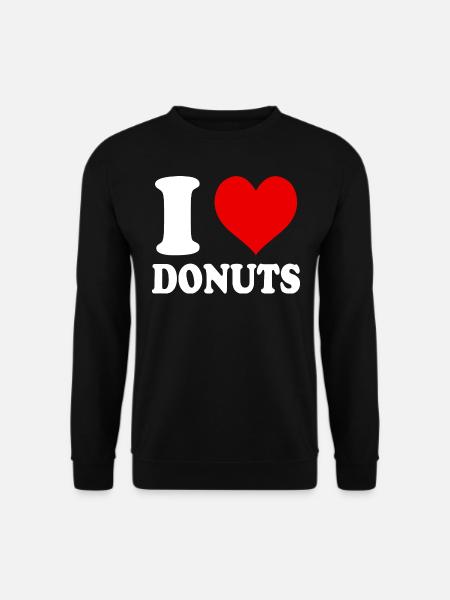 Ich liebe Donuts, Herz, Lustig, Witzig - Unisex Pullover - Schwarz