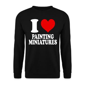 Ich liebe es, Miniaturen zu malen - Unisex Pullover - Schwarz - Vorne - Alina (178cm) & Michal (187cm)