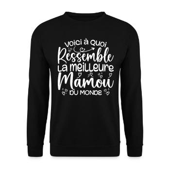 Cadeau Meilleure Mamou - Cadeau Super Mamou - Sweat-shirt Unisexe - noir - Devant - Alina (178cm) & Michal (187cm)