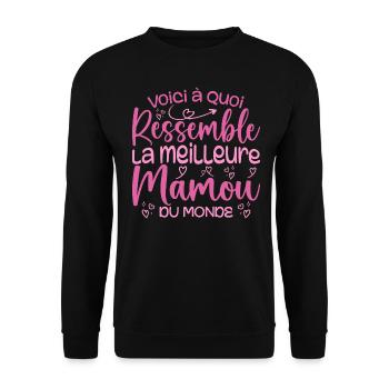 Cadeau Meilleure Mamou - Cadeau Super Mamou - Sweat-shirt Unisexe - noir - Devant - Alina (178cm) & Michal (187cm)
