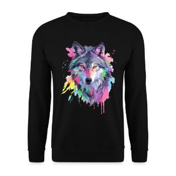 Wolf Wolf Head Predator Forest Nature Wilderness Art - Unisex Sweatshirt - black - Front - Alina (178cm) & Michal (187cm)