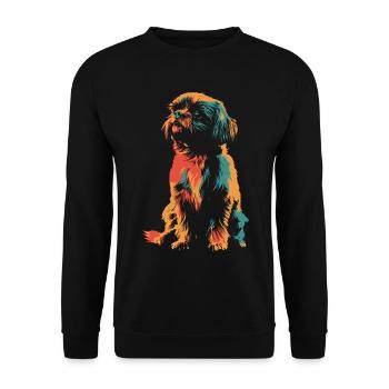 Bunter Shi Tzu Silhouette Vintage - Unisex Pullover - Schwarz - Vorne - Alina (178cm) & Michal (187cm)