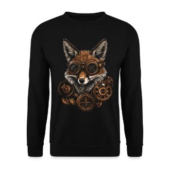 Fox Steampunk - Unisex Sweatshirt - black - Front - Alina (178cm) & Michal (187cm)
