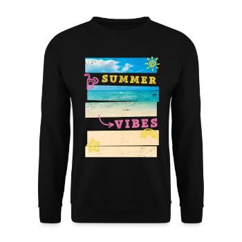 Sommer Strand Meer Palmen Urlaub Summer Vibes - Unisex Pullover - Schwarz - Vorne - Alina (178cm) & Michal (187cm)