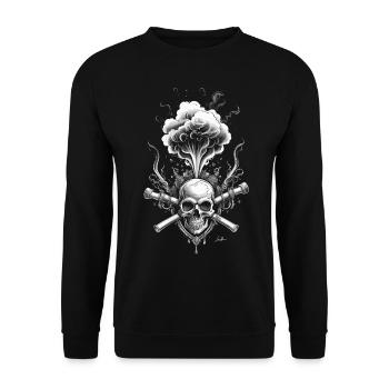 Vapeur Halloween crâne pirate - Sweat-shirt Unisexe - noir - Devant - Alina (178cm) & Michal (187cm)