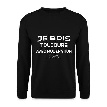 Modération Humour Cadeau Apéro Cadeau Homme - Sweat-shirt Unisexe - noir - Devant - Alina (178cm) & Michal (187cm)