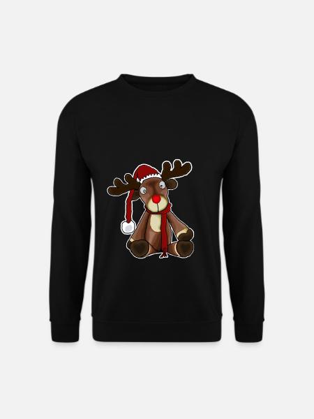 Rentier Weihnachtsmann Weihnachtsrentier Rudolf - Unisex Pullover - Schwarz