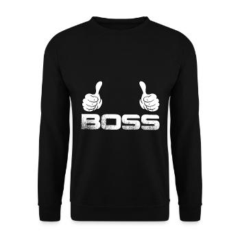 Boss Geschenk Chef Chef, Teamleiter - Unisex Pullover - Schwarz - Vorne - Alina (178cm) & Michal (187cm)