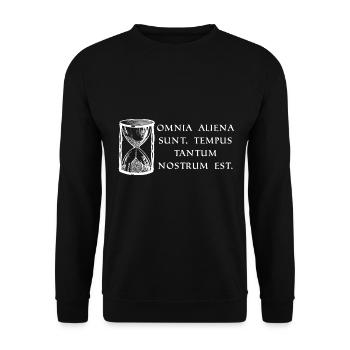everything is someone else's property only the time belongs white - Unisex Sweatshirt - black - Front - Alina (178cm) & Michal (187cm)