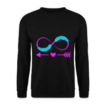 Infinity Sign Love Bow and Feather - Unisex Sweatshirt - black - Front - Alina (178cm) & Michal (187cm)