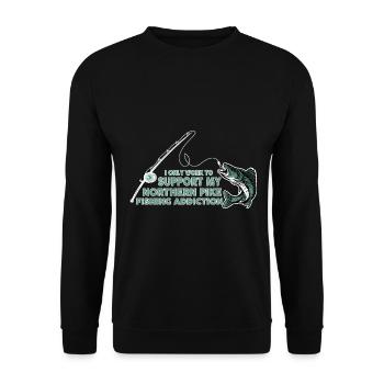 fishing, pike, northern, - Unisex Sweatshirt - black - Front - Alina (178cm) & Michal (187cm)