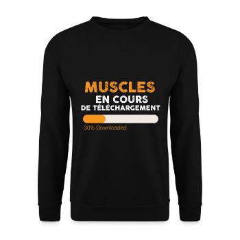 Muscles en cours de téléchargement - Sweat-shirt Unisexe - noir - Devant - Alina (178cm) & Michal (187cm)