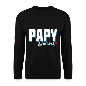 Papy d'amour Cadeau Tendresse Grand-Père - Sweat-shirt Unisexe - noir - Devant - Alina (178cm) & Michal (187cm)