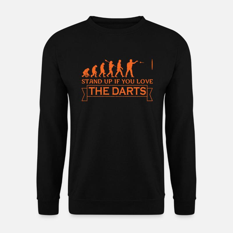 darts dartspruch Dart Evolution Affe zum Darter - Unisex Pullover - Schwarz