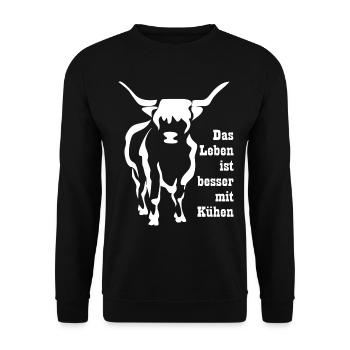 Kuh Kühe Rind Spruch Bauer Landwirt Leben Geschenk - Unisex Pullover - Schwarz - Vorne - Alina (178cm) & Michal (187cm)