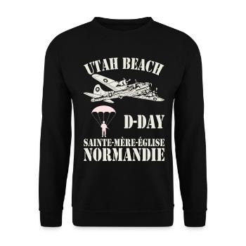 Utah Beach D-Day Sainte-Mère-Église - Unisex Sweatshirt - black - Front - Alina (178cm) & Michal (187cm)