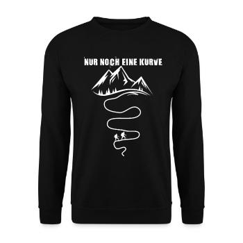 NUR NOCH EINE KURVE :D Wandern - Unisex Pullover - Schwarz - Vorne - Alina (178cm) & Michal (187cm)