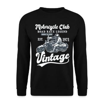 Motorcycle born in 1971 birthday Biker 51 years - Unisex Sweatshirt - black - Front - Alina (178cm) & Michal (187cm)