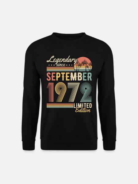 September 1972 geboren Vintage Geburtstag Retro - Unisex Pullover - Schwarz