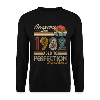 Jahrgang 1982 geboren Vintage Geburtstag Retro - Unisex Pullover - Schwarz - Vorne - Alina (178cm) & Michal (187cm)