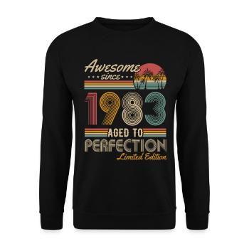 Né 1983 Vintage Anniversaire Rétro - Sweat-shirt Unisexe - noir - Devant - Alina (178cm) & Michal (187cm)