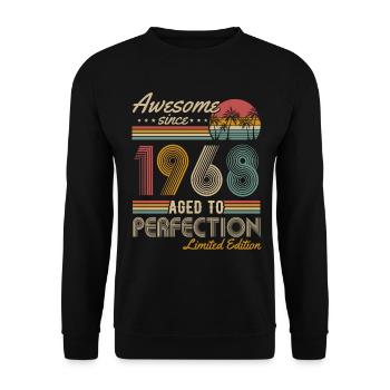 Né 1968 Vintage Anniversaire Rétro - Sweat-shirt Unisexe - noir - Devant - Alina (178cm) & Michal (187cm)