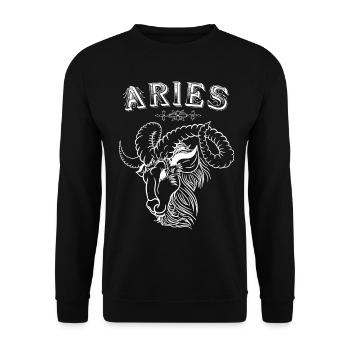 Aries Sternzeichen Widder - Unisex Pullover - Schwarz - Vorne - Alina (178cm) & Michal (187cm)