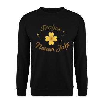 Frohes Neues frohes neues Jahr Neujahr - Unisex Pullover - Schwarz - Vorne - Alina (178cm) & Michal (187cm)