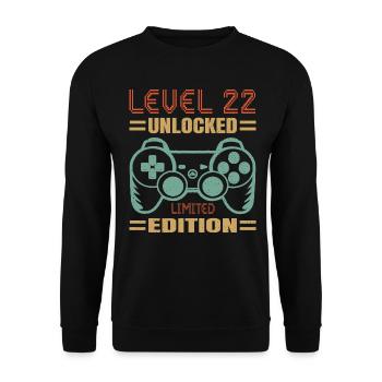 Geburtstag Level 22 freigeschaltet - Unisex Pullover - Schwarz - Vorne - Alina (178cm) & Michal (187cm)