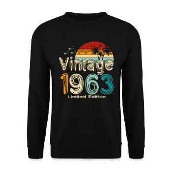 1963 Born Vintage Birthday Retro - Unisex Sweatshirt - black - Front - Alina (178cm) & Michal (187cm)