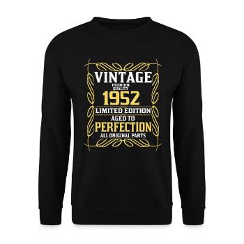 Jahrgang 1952 Vintage Retro Geburtstag Geschenk - Unisex Pullover - Schwarz - Vorne - Alina (178cm) & Michal (187cm)