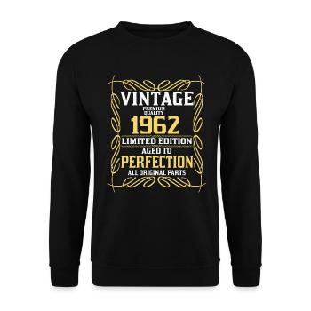 1962 Vintage Jahrgang Geburtstag Geschenk Retro - Unisex Pullover - Schwarz - Vorne - Alina (178cm) & Michal (187cm)