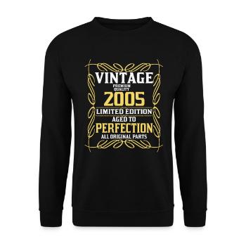2005 Vintage Jahrgang Geburtstag Geschenk Retro - Unisex Pullover - Schwarz - Vorne - Alina (178cm) & Michal (187cm)
