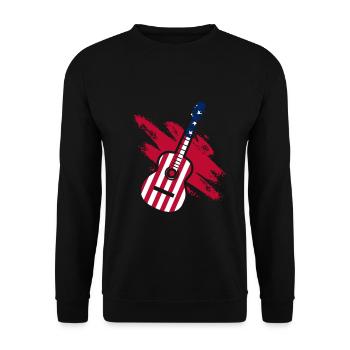 Vintage Amerikanischer Gitarrist US-Flagge Musik Lustig - Unisex Pullover - Schwarz - Vorne - Alina (178cm) & Michal (187cm)
