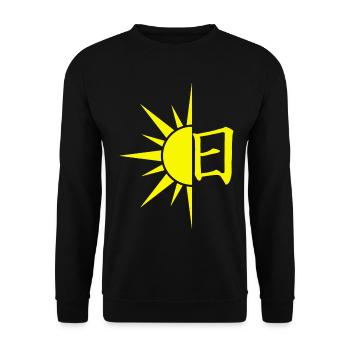 Das Wort Sonne auf Japanisch (gelb) - Unisex Pullover - Schwarz - Vorne - Alina (178cm) & Michal (187cm)