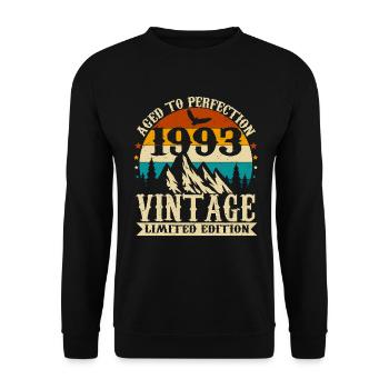 Né en 1993 Vintage Birth Retro - Sweat-shirt Unisexe - noir - Devant - Alina (178cm) & Michal (187cm)