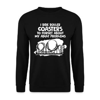 I Ride Roller Coasters - Unisex Pullover - Schwarz - Vorne - Alina (178cm) & Michal (187cm)